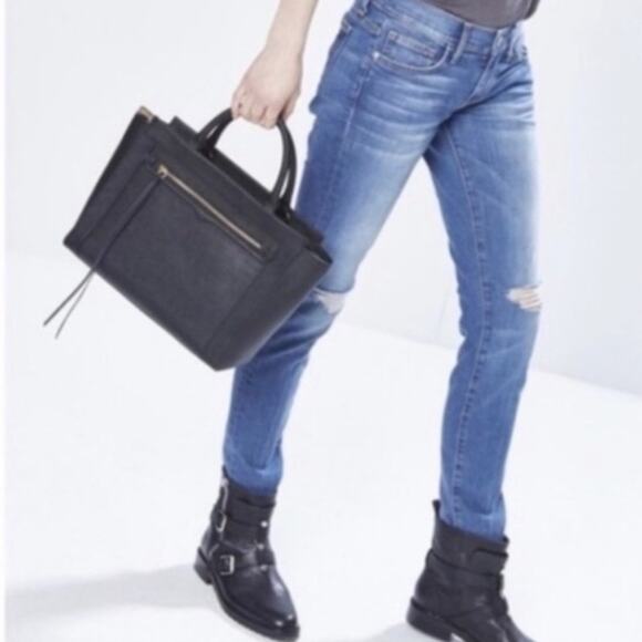 REBECCA MINKOFF Purse Monroe Tote Shoulder Bag Satchel Leather Gold Hardware - Picture 1 of 15